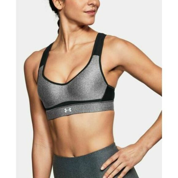 Under Armour 1313285 020 Womens Sz 36D Heather Gray/Black High Impact Sports Bra - Picture 3 of 4